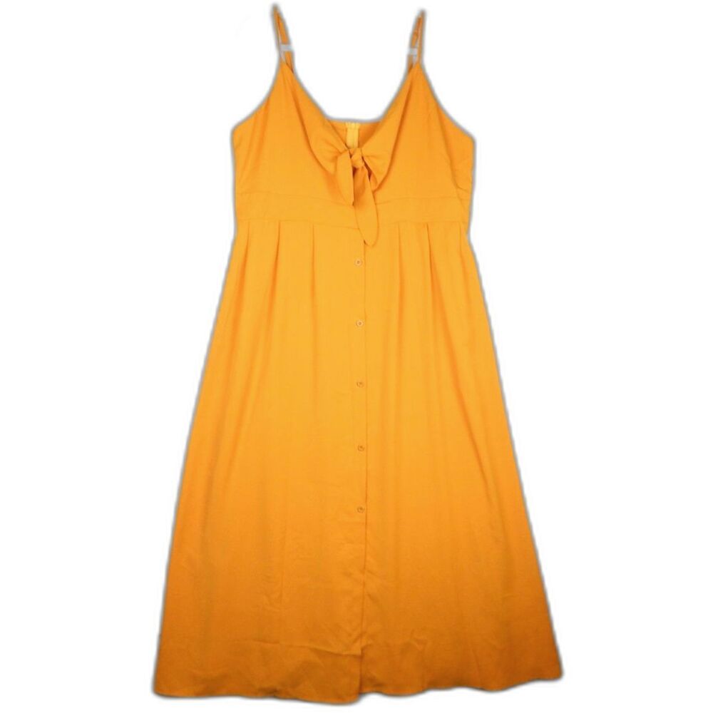Vonda Tie-Front Button-Down Midi Dress Wedding Guest Cottagecore Vacation 4X